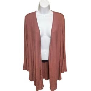 JJ Winks Belle Robe PJ Cardigan XL Mauve Loungewear Ribbed Bell Sleeve Cozy NWOT